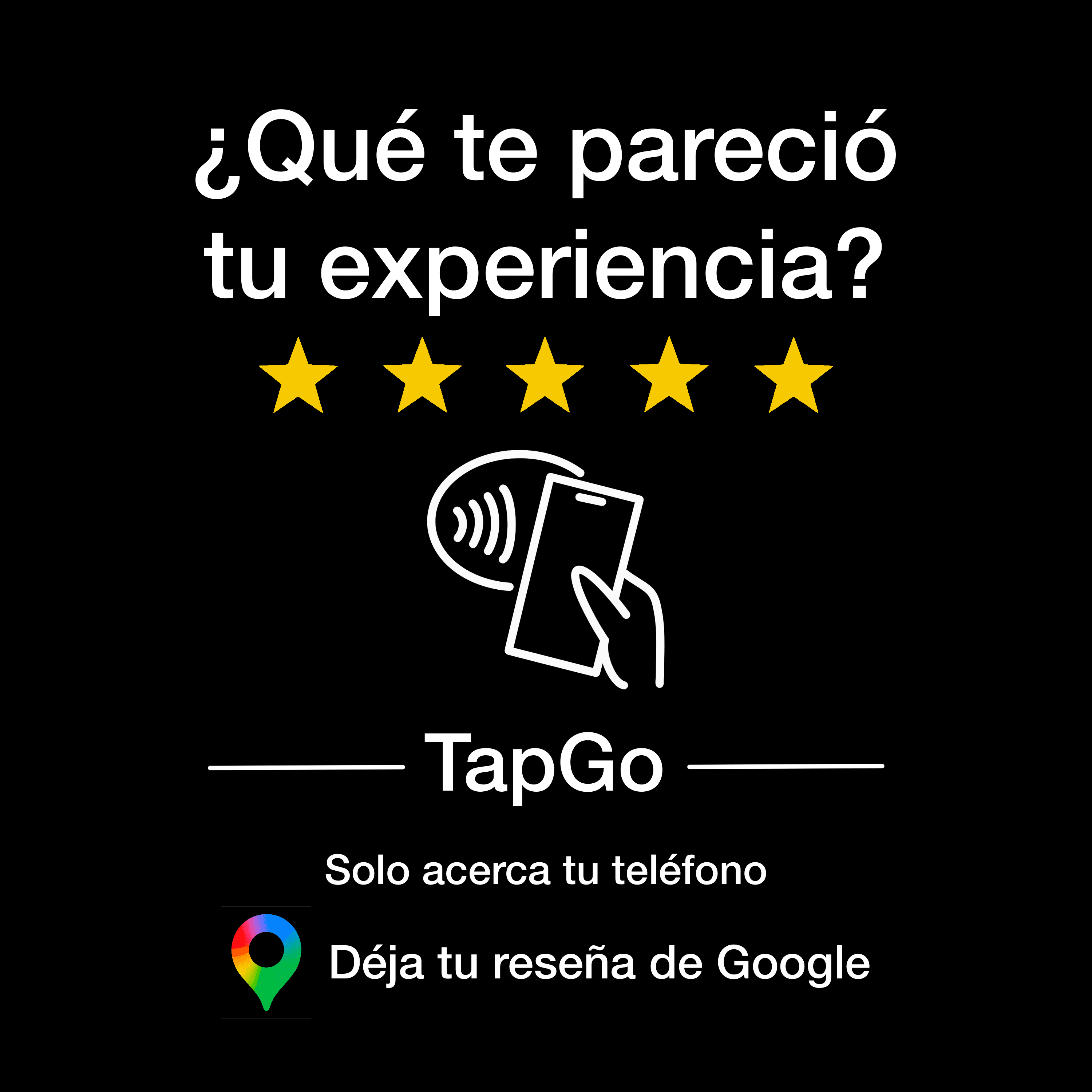 Diseño final de la placa TapGo para solicitar una reseña